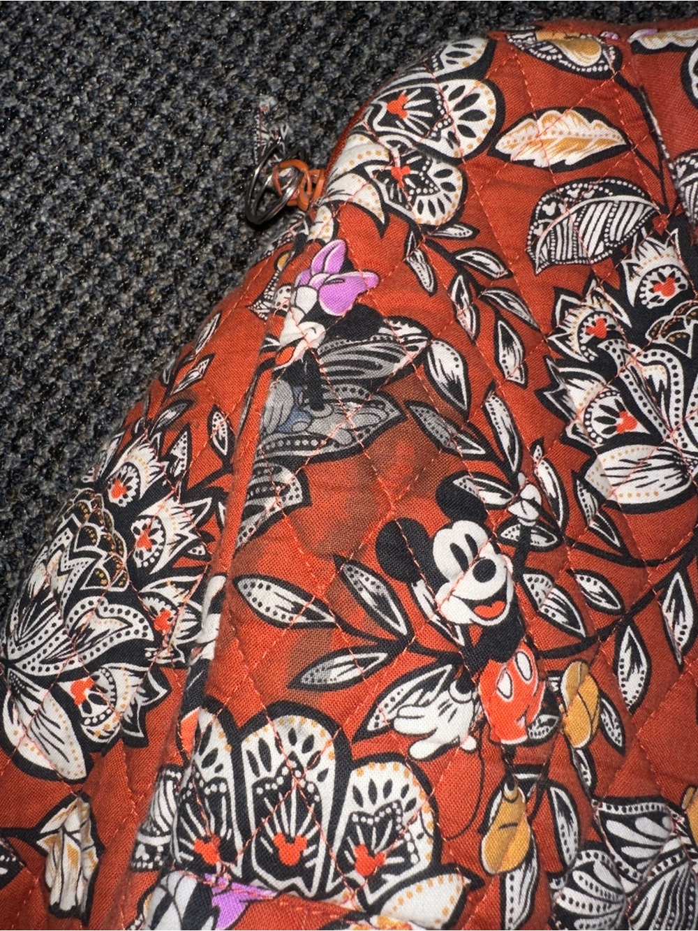 Disney Vera Bradley Rust Floral Mickey & Minnie Quilted Backpack - Picture 10 of 13